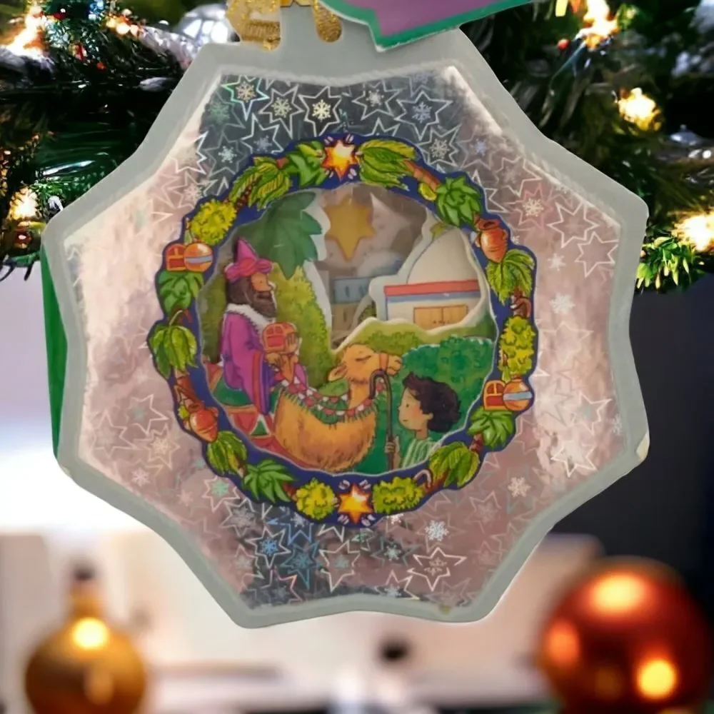 Vtg A Little Christmas Window Book Ornament The Star Nativity 1996 Metallic Kids